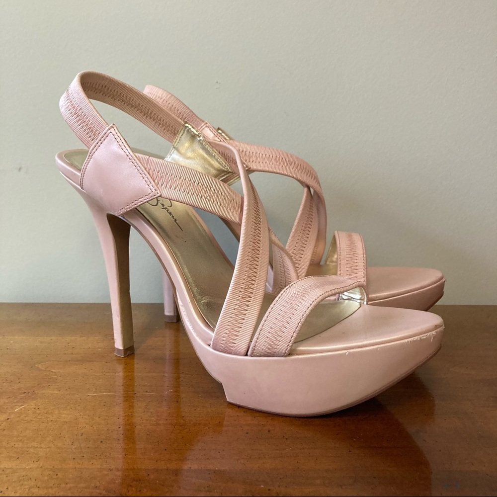 Jessica Simpson Rose Pink Ashy Strappy High Heels 9.5